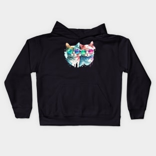 Cat Couple valentines day Kids Hoodie